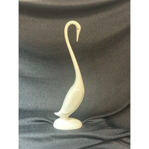 Ceramic‎ Heron Bird Egret Crane Art Deco White Figurines 15 1/4" Tall Signed MCM